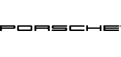 Schwarzer PORSCHE-Schriftzug in moderner Versalien-Schrift auf transparentem Hintergrund.